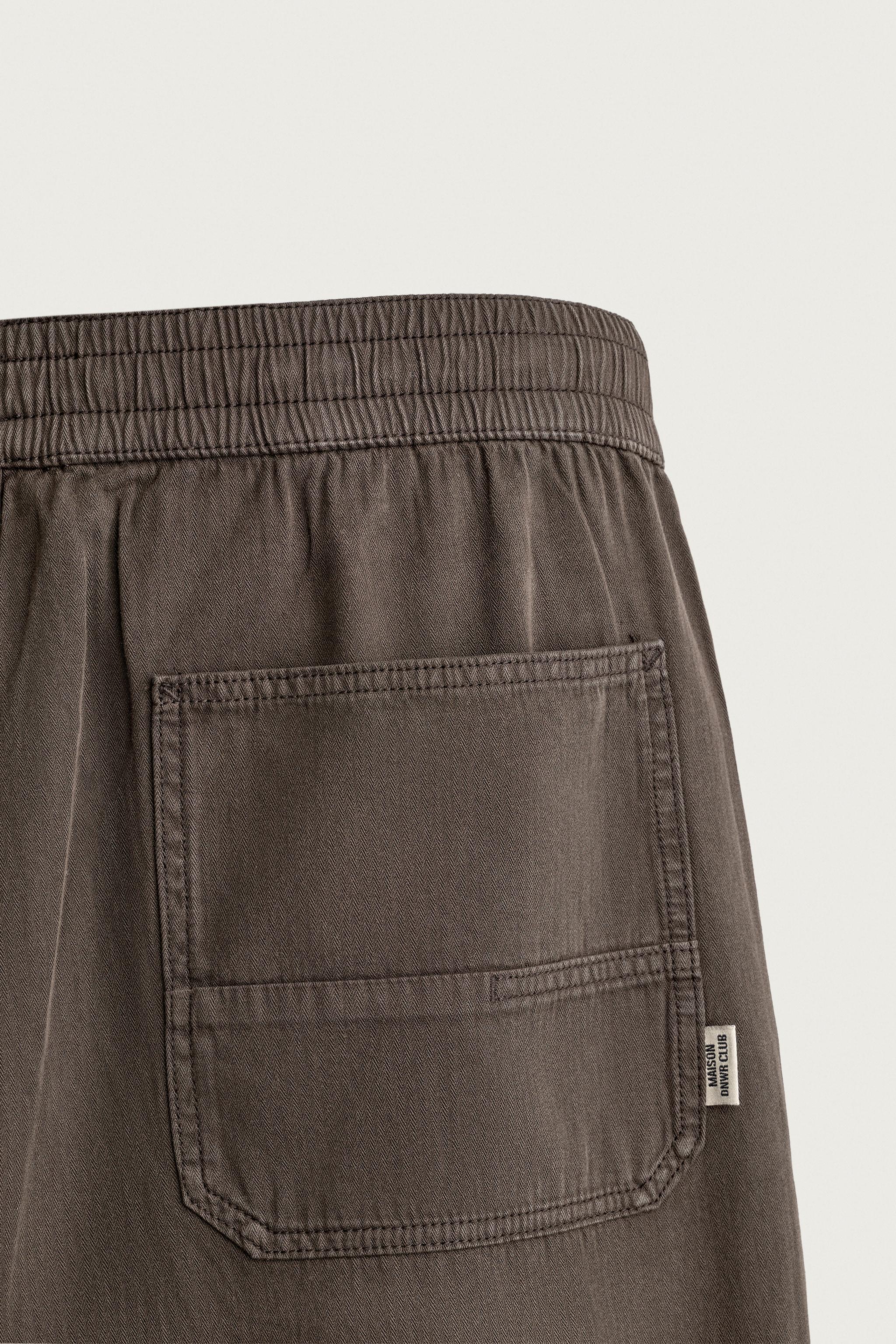 RELAXED FIT HERRINGBONE PANTS